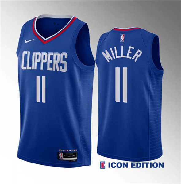 Men's Los Angeles Clippers #11 Jordan Miller Blue 2023 Draft Icon Edition Stitched Jersey Dzhi